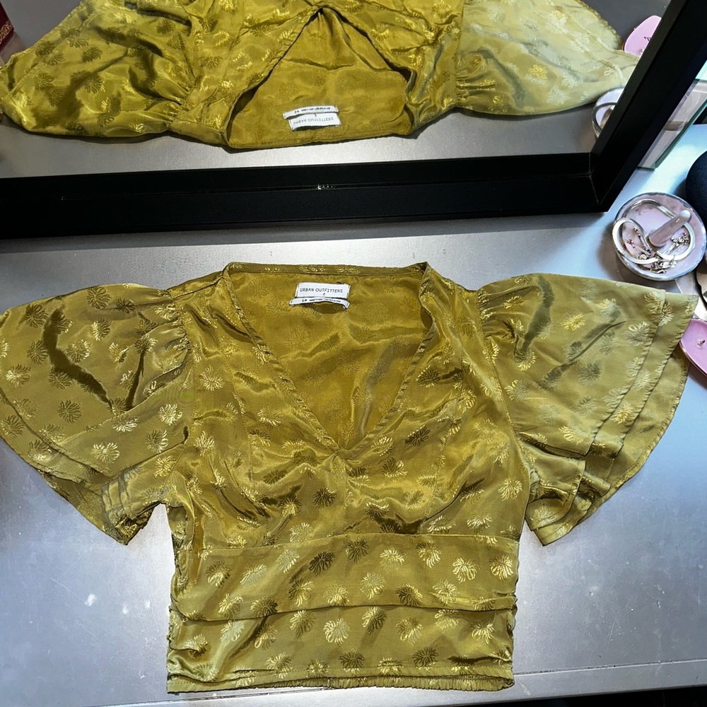 Satin green top
